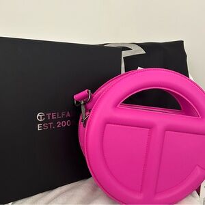 Telfar Pink Crossbody Bag with Embossed Logo